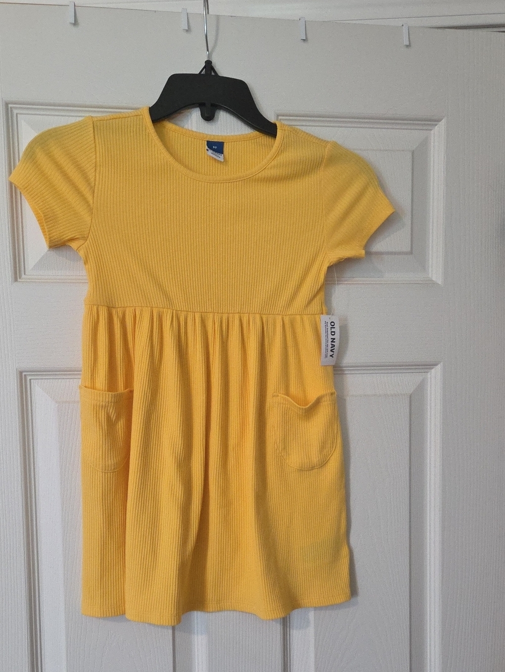 Old Navy Bright Yellow Ribbed Pocket Dress for Girls